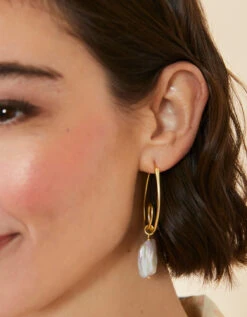 Loopy Hoop Earrings Pearl -Spartina Store 409300n