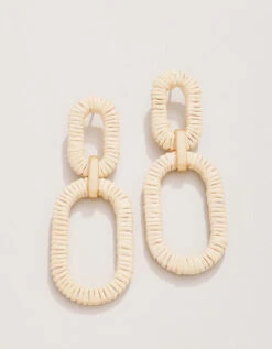 Straw Link Earrings Natural