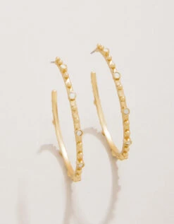 Bristol Hoop Earrings 45mm White Opal