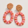 Straw Oval Earrings Red