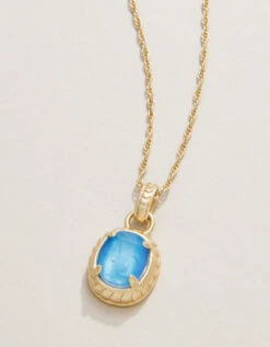 Karina Oval Petite Necklace 17" Blue