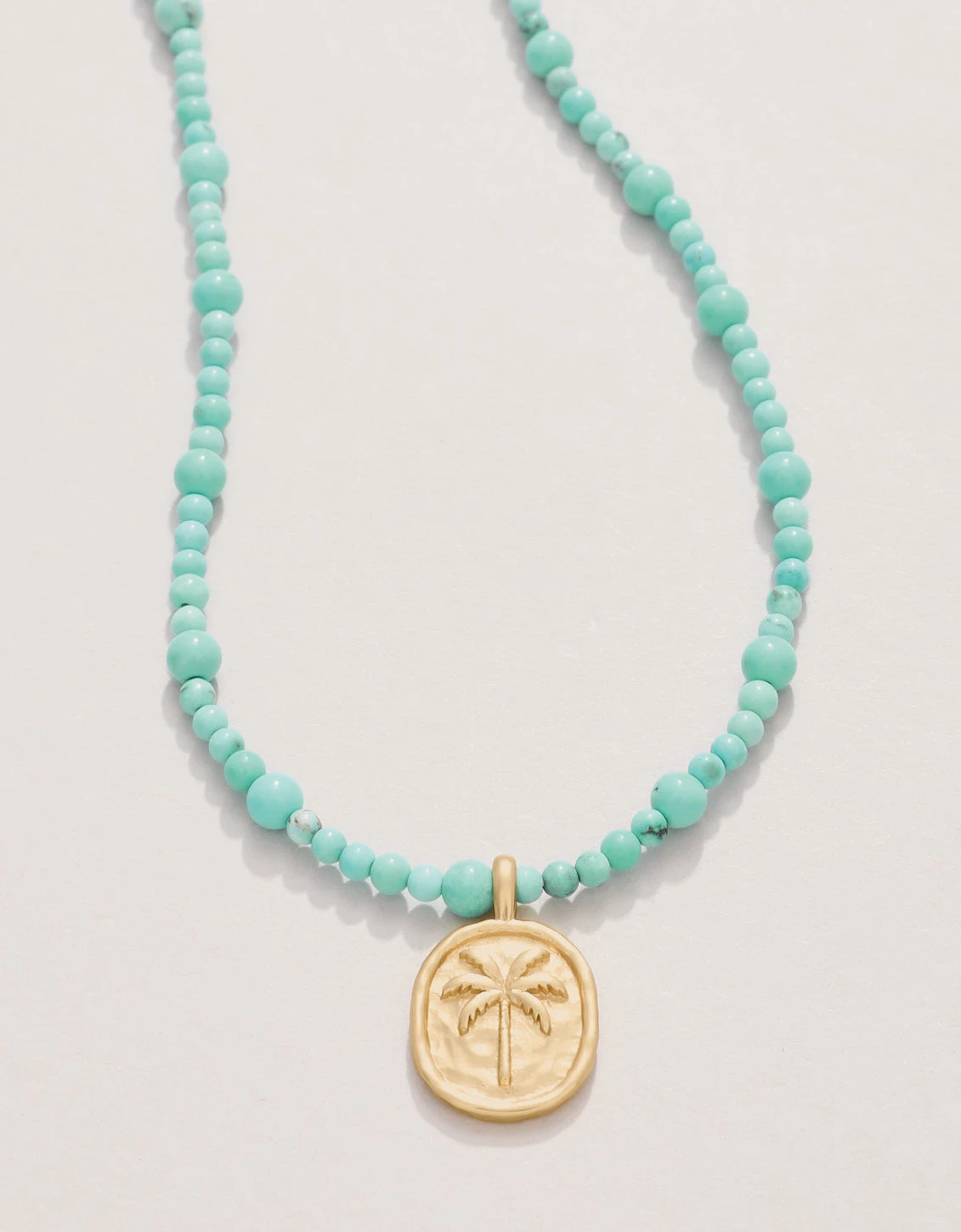 Harmony Beaded Necklace 17" Turquoise/Palm Tree 1 Harmony Beaded Necklace 17" Turquoise/Palm Tree