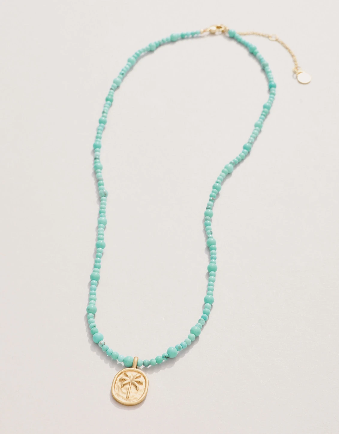 Harmony Beaded Necklace 17" Turquoise/Palm Tree 2 Harmony Beaded Necklace 17" Turquoise/Palm Tree - Image 2
