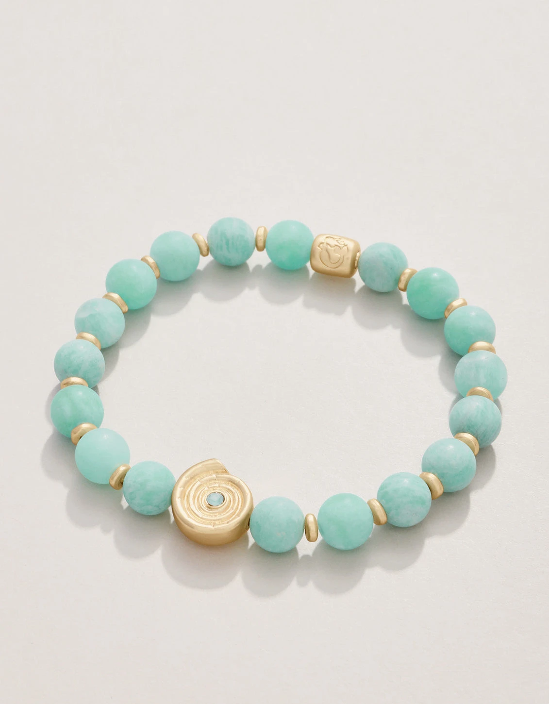 Beachy Stretch Bracelet 8mm Matte Amazonite/Moon Shell 1 Beachy Stretch Bracelet 8mm Matte Amazonite/Moon Shell
