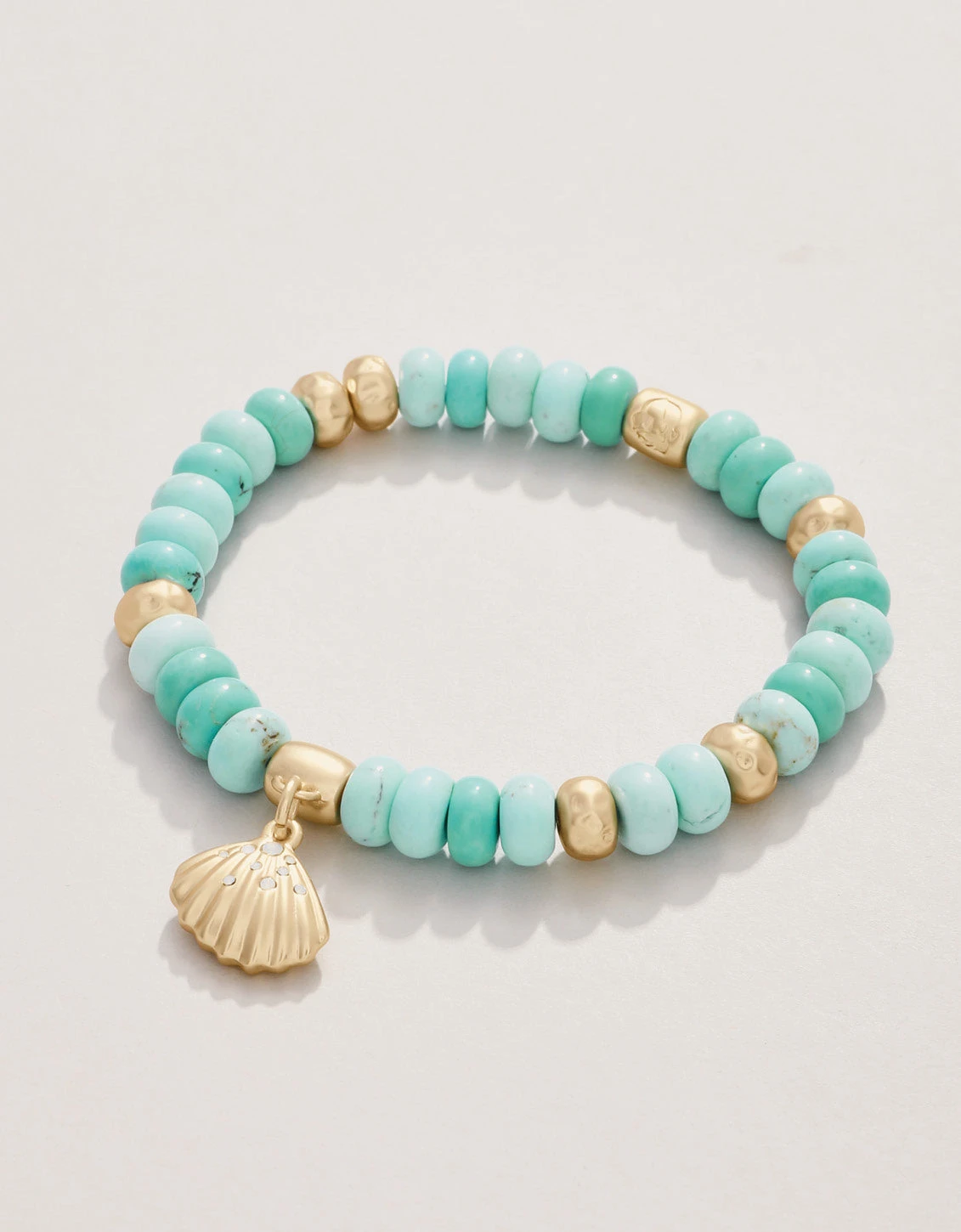 Charmed Stretch Bracelet 8mm Turquoise/Shell 1 Charmed Stretch Bracelet 8mm Turquoise/Shell