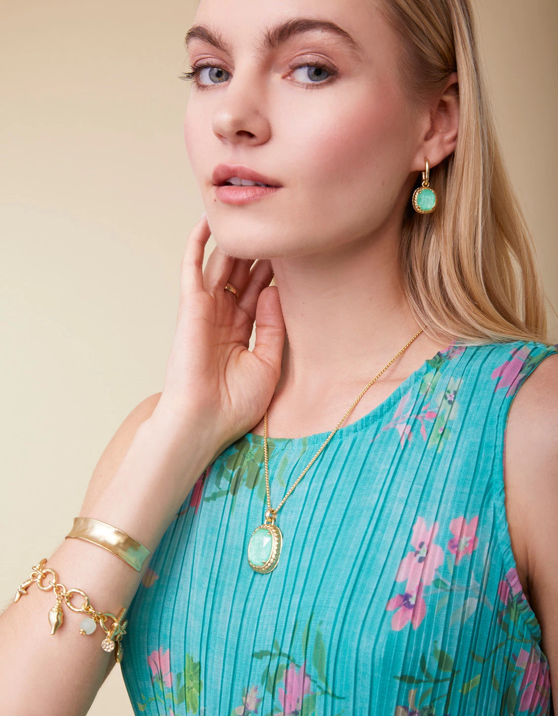 Karina Oval Drop Hoop Earrings Sea Foam 2 Karina Oval Drop Hoop Earrings Sea Foam - Image 2