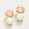 Karina Petite Pearl Stud Earrings Peach