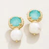 Karina Petite Pearl Stud Earrings Ocean Blue