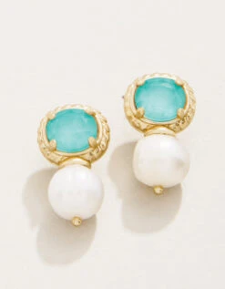 Karina Petite Pearl Stud Earrings Ocean Blue