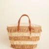 Raffia Fringe Day Tote Nutmeg Natural