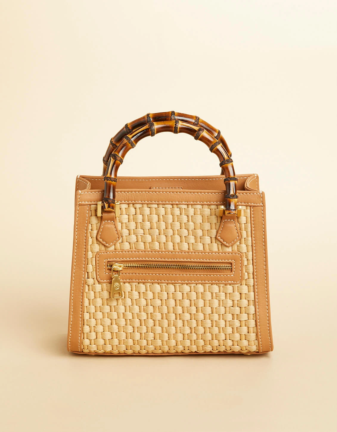 Bamboo Straw Satchel Pecan 2 Bamboo Straw Satchel Pecan - Image 2