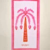 Beach Towel Palm Stripe Pink