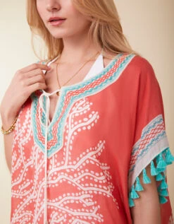 Beach Kaftan Ogeechee Sea Life Coral 7 Beach Kaftan Ogeechee Sea Life Coral -Spartina Store 411112b