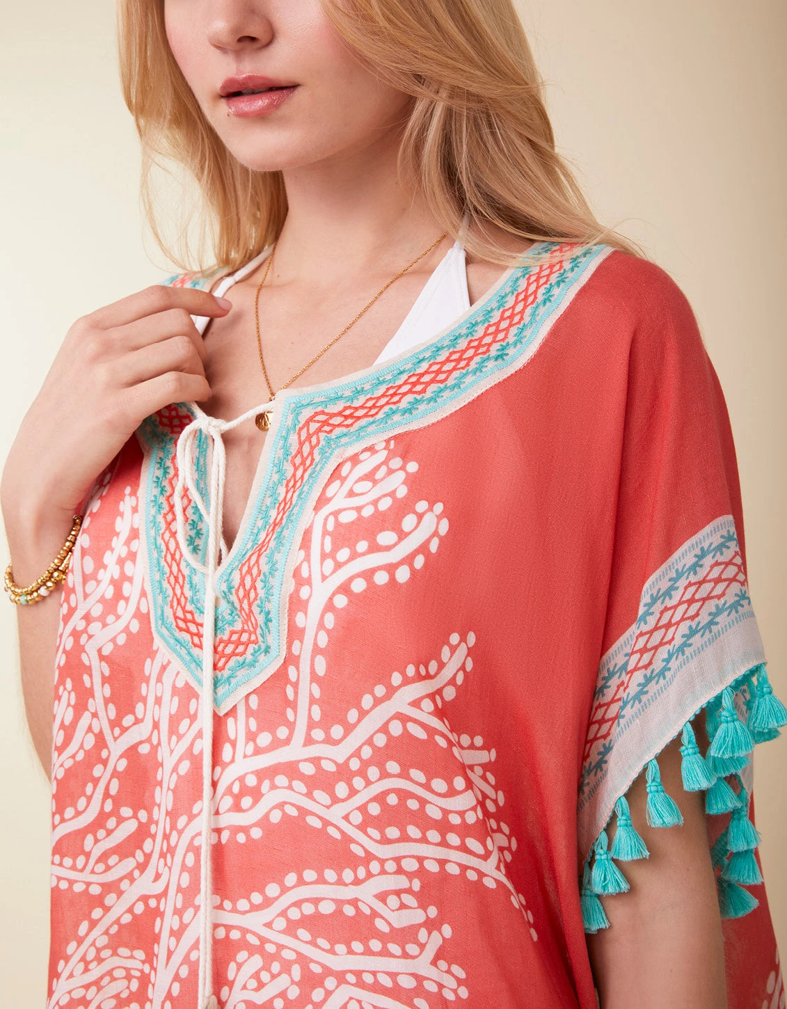 Beach Kaftan Ogeechee Sea Life Coral 4 Beach Kaftan Ogeechee Sea Life Coral - Image 4