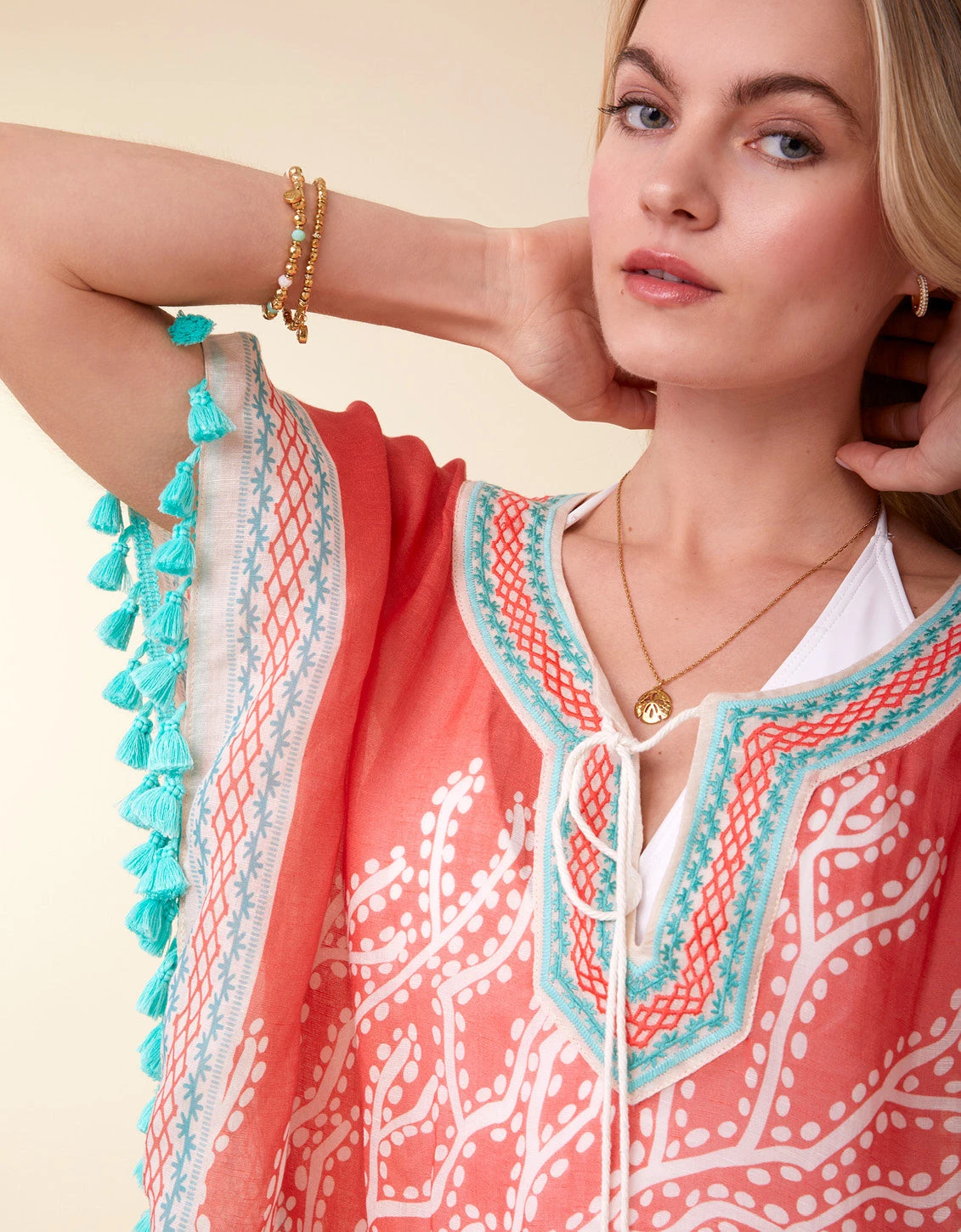 Beach Kaftan Ogeechee Sea Life Coral 2 Beach Kaftan Ogeechee Sea Life Coral - Image 2