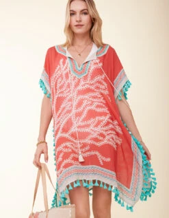 Beach Kaftan Ogeechee Sea Life Coral 6 Beach Kaftan Ogeechee Sea Life Coral -Spartina Store 411112r