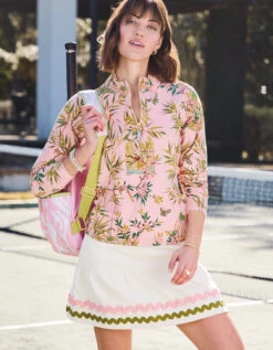 Jersey Flounce Skort Antique White Ric Rac -Spartina Store 412300m