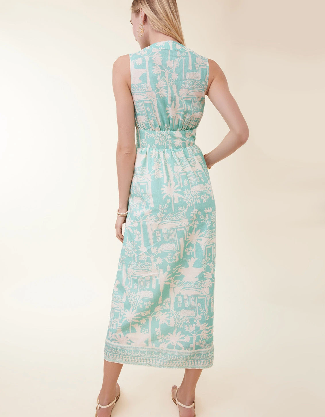 Lilyana Midi Dress Enclave Palm Scene Aqua Haze 4 Lilyana Midi Dress Enclave Palm Scene Aqua Haze - Image 4