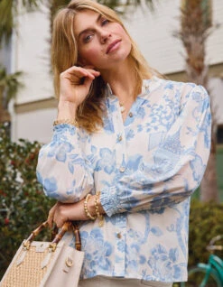 Lindita Blouse Enclave Toile Blue