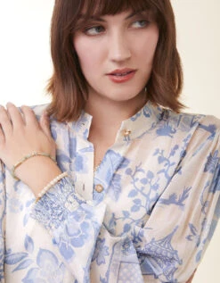 Lindita Blouse Enclave Toile Blue -Spartina Store 412799b