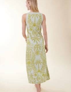 Madolyn Midi Dress Enclave Palm Floral Seafoam -Spartina Store 412867d