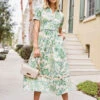 Maryam Ric Rac Midi Dress Enclave Toile Surf Green