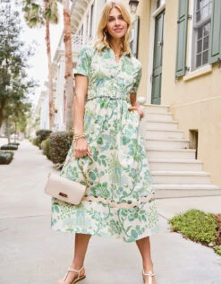 Maryam Ric Rac Midi Dress Enclave Toile Surf Green