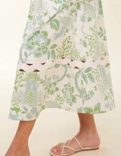 Maryam Ric Rac Midi Dress Enclave Toile Surf Green -Spartina Store 413215c