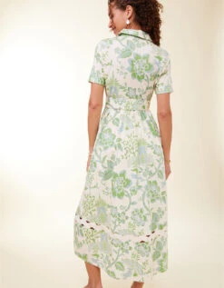 Maryam Ric Rac Midi Dress Enclave Toile Surf Green -Spartina Store 413215d