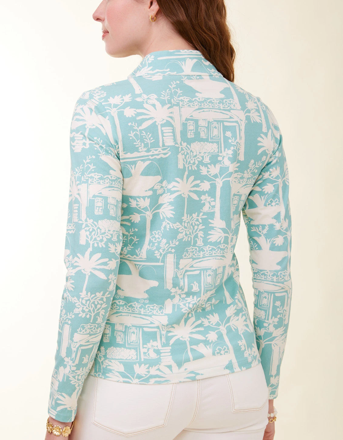 Nora Half-Zip Top Enclave Palm Scene Aqua Haze 4 Nora Half-Zip Top Enclave Palm Scene Aqua Haze - Image 4