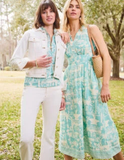 Nora Half-Zip Top Enclave Palm Scene Aqua Haze 9 Nora Half-Zip Top Enclave Palm Scene Aqua Haze -Spartina Store 413499p