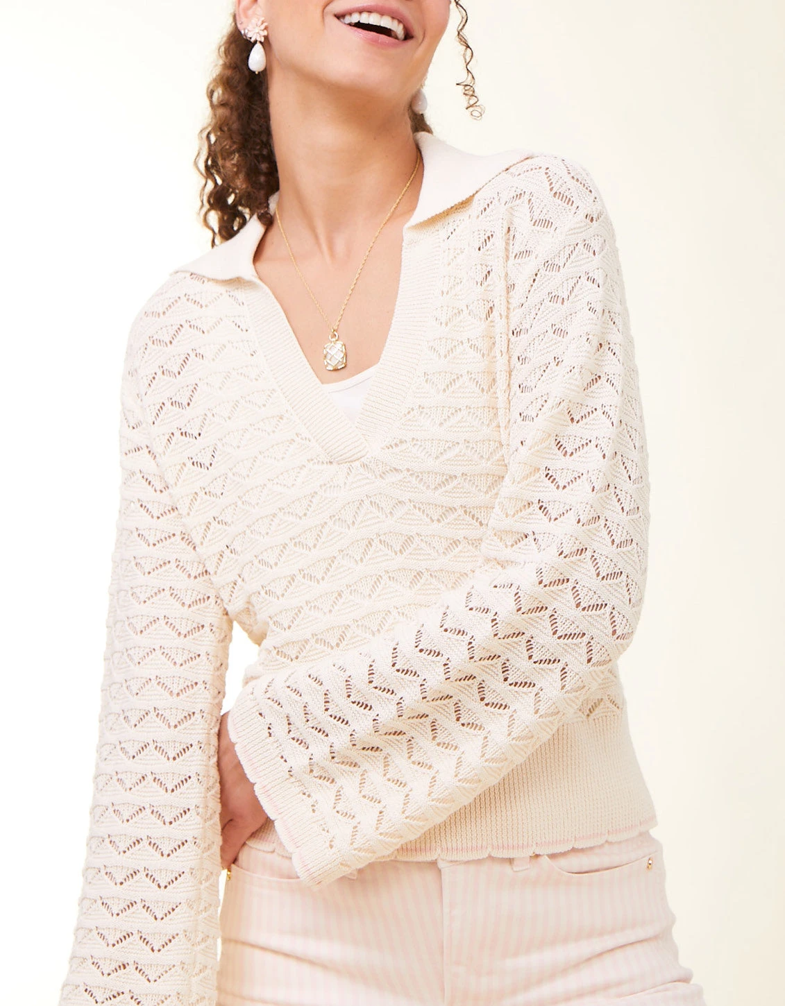 Sascha Sweater Antique White 2 Sascha Sweater Antique White - Image 2