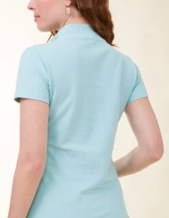 Short Sleeve Serena Half-Zip Top Aqua Haze -Spartina Store 413918c