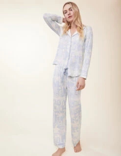 Pajama Pant Palm Scene Blue 7 Pajama Pant Palm Scene Blue -Spartina Store 414199c