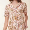 Short Sleeve Pajama Top Enclave Bamboo Bird Cage Pink
