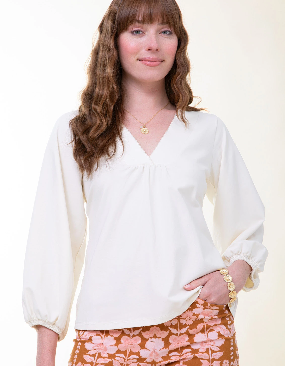 Becca Jersey Top Antique White 1 Becca Jersey Top Antique White