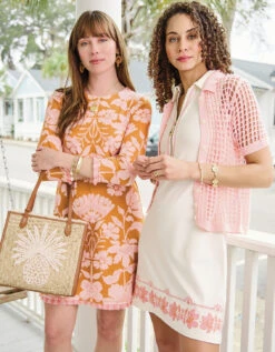 Island Fringe Dress McAllister Floral Vine Caramel -Spartina Store 415318m