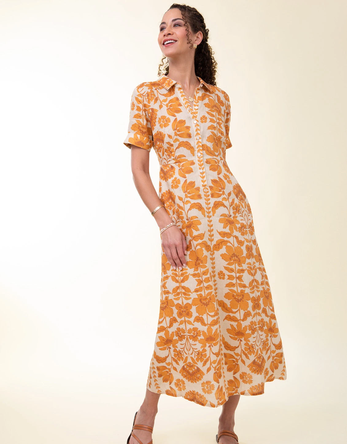 Lyndsie Midi Dress McAllister Floral Vine Brown 3 Lyndsie Midi Dress McAllister Floral Vine Brown - Image 3