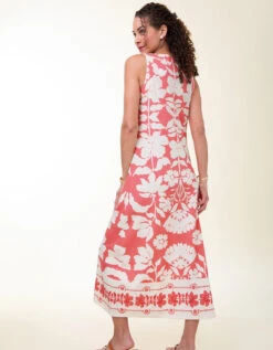 Madolyn Midi Dress McAllister Floral Vine Coral -Spartina Store 415806c