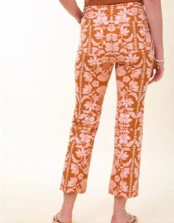 Maren Kick Flare Pant McAllister Floral Vine Caramel Small -Spartina Store 415875c
