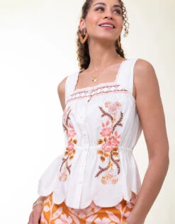 Odette Scallop Tank Antique White