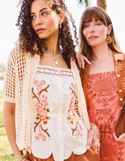 Odette Scallop Tank Antique White -Spartina Store 416018m