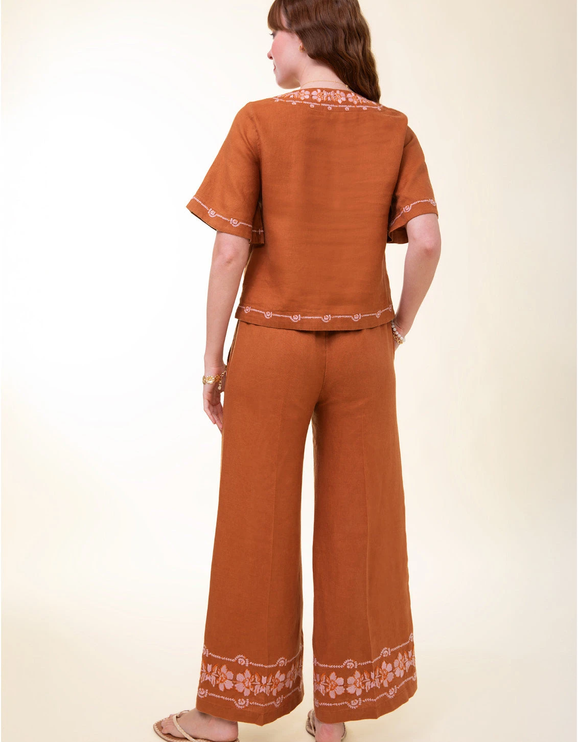 Rylene Linen Palazzo Pant Mocha 4 Rylene Linen Palazzo Pant Mocha - Image 4