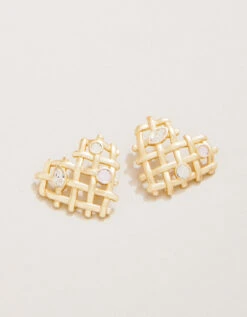 Woven Heart Earrings Crystal