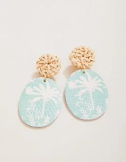 Palm Leather Earrings Blue