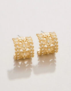 Parkwood Midi Hoop Earrings 16mm White Opal