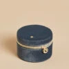 Round Jewelry Travel Case Grey Velvet