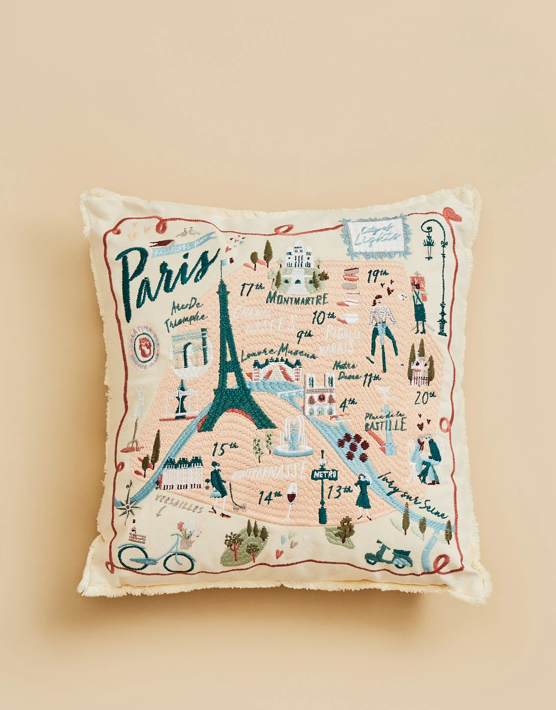 Paris Embroidered Pillow 1 Paris Embroidered Pillow