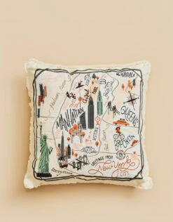 New York City Embroidered Pillow