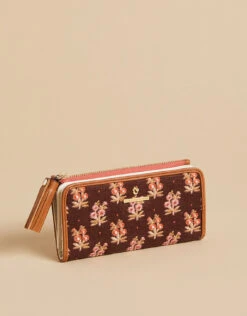 Pink House French Floral Tassel Snap Wallet